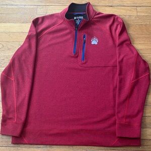 EUC!  Red Quarter-Zip Pullover with Bear Paw Logo - worn once